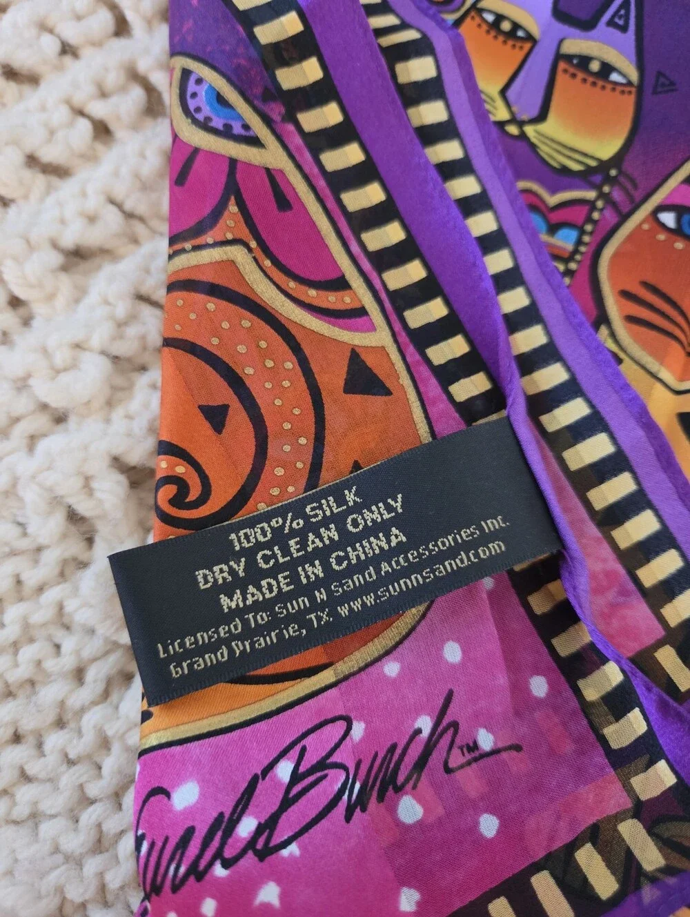 NWOT Laurel Burch Silk Scarf FELINES Cats